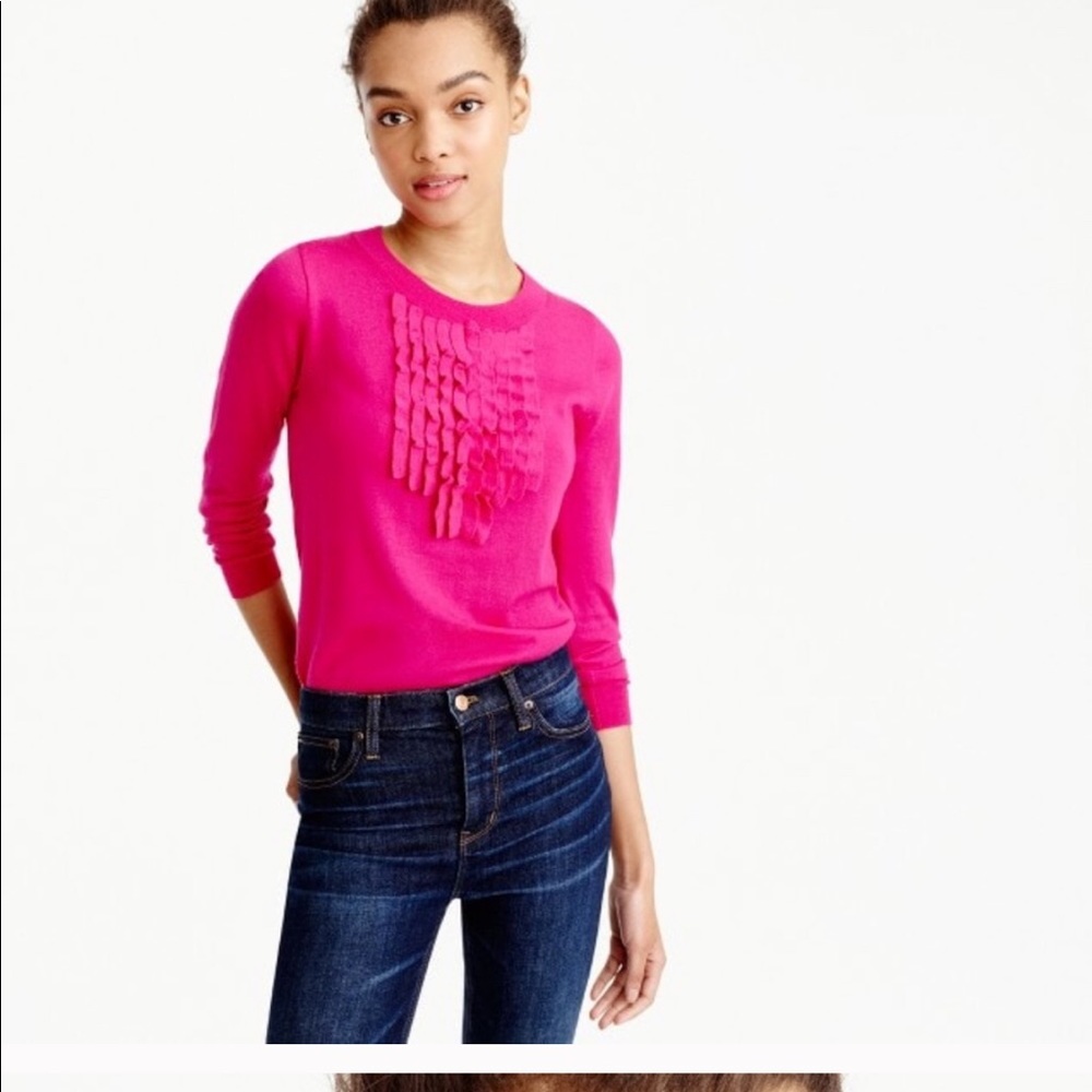 J. Crew Pink Ruffle sweater- perfect condition